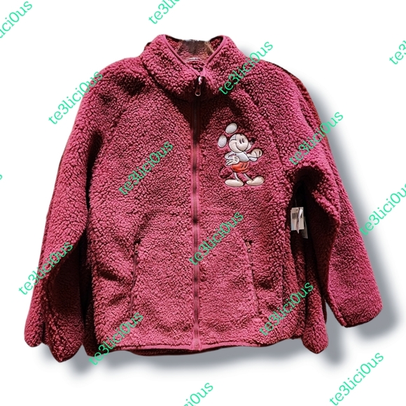 DISNEY PARKS MICKEY GENUINE MOUSEWEAR BURGUNDY SHEPRA WOOL JACKET - Picture 1 of 3